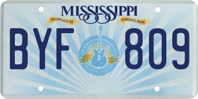 MS license plate BYF809