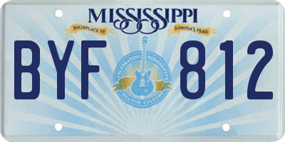 MS license plate BYF812