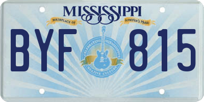 MS license plate BYF815