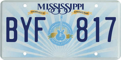 MS license plate BYF817