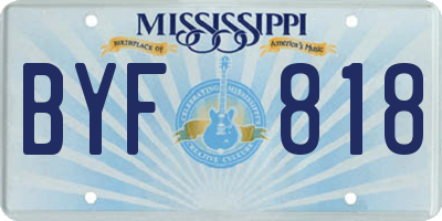 MS license plate BYF818