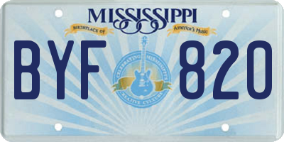 MS license plate BYF820