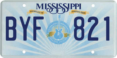MS license plate BYF821