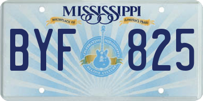 MS license plate BYF825