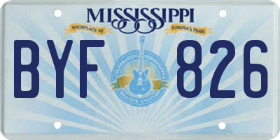 MS license plate BYF826