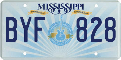 MS license plate BYF828