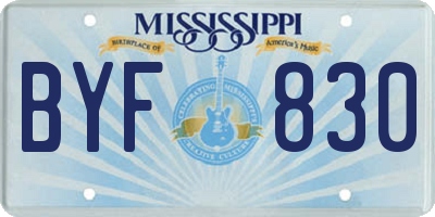 MS license plate BYF830