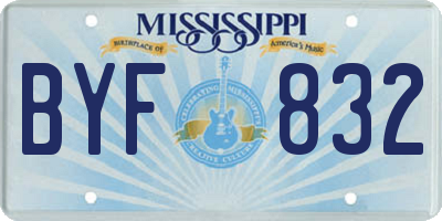 MS license plate BYF832