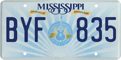 MS license plate BYF835