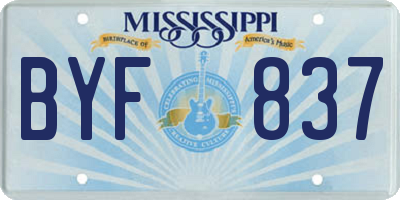 MS license plate BYF837