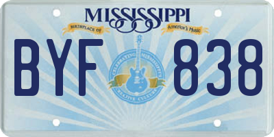 MS license plate BYF838