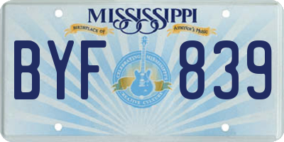 MS license plate BYF839