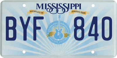 MS license plate BYF840