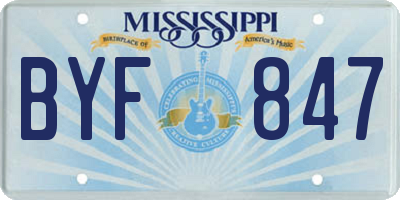 MS license plate BYF847
