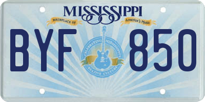 MS license plate BYF850
