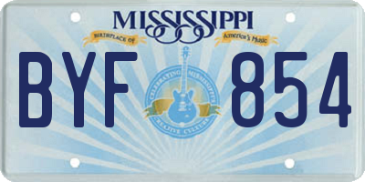 MS license plate BYF854