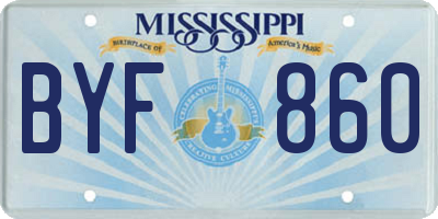 MS license plate BYF860