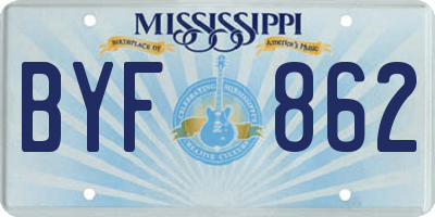 MS license plate BYF862