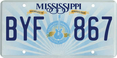 MS license plate BYF867