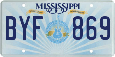 MS license plate BYF869