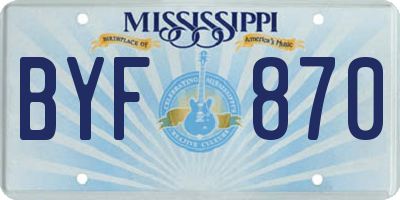 MS license plate BYF870