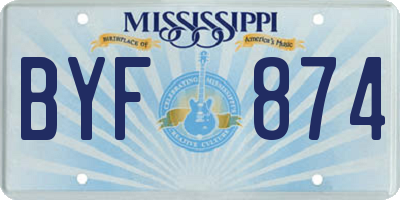 MS license plate BYF874