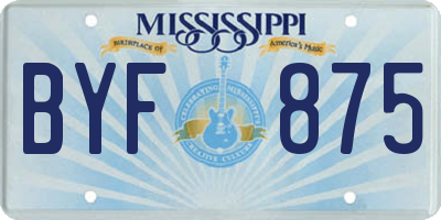 MS license plate BYF875