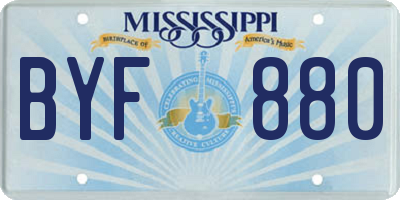 MS license plate BYF880