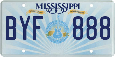 MS license plate BYF888