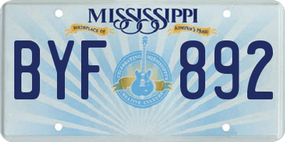 MS license plate BYF892