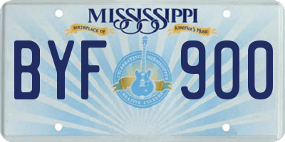 MS license plate BYF900