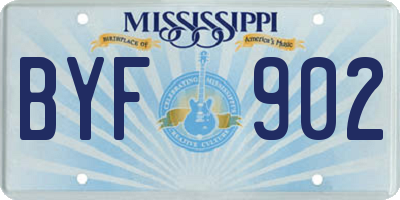 MS license plate BYF902