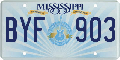 MS license plate BYF903