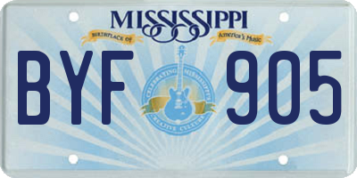 MS license plate BYF905