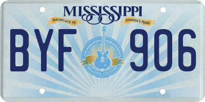 MS license plate BYF906