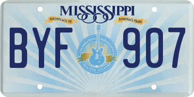 MS license plate BYF907