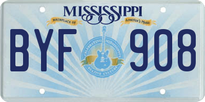 MS license plate BYF908