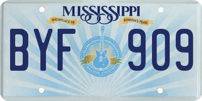 MS license plate BYF909