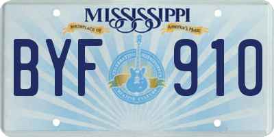 MS license plate BYF910
