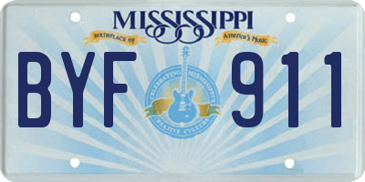 MS license plate BYF911