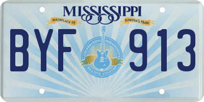 MS license plate BYF913