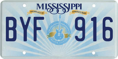 MS license plate BYF916