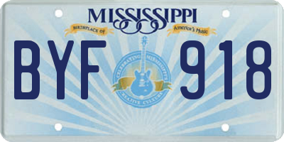 MS license plate BYF918