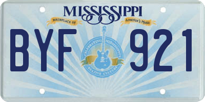 MS license plate BYF921