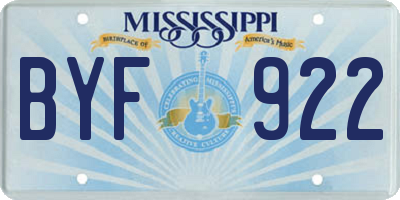 MS license plate BYF922
