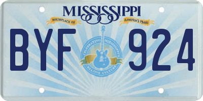 MS license plate BYF924