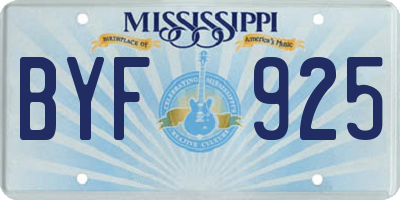 MS license plate BYF925