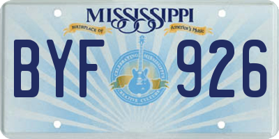 MS license plate BYF926