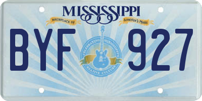 MS license plate BYF927