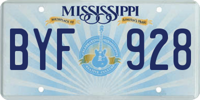 MS license plate BYF928